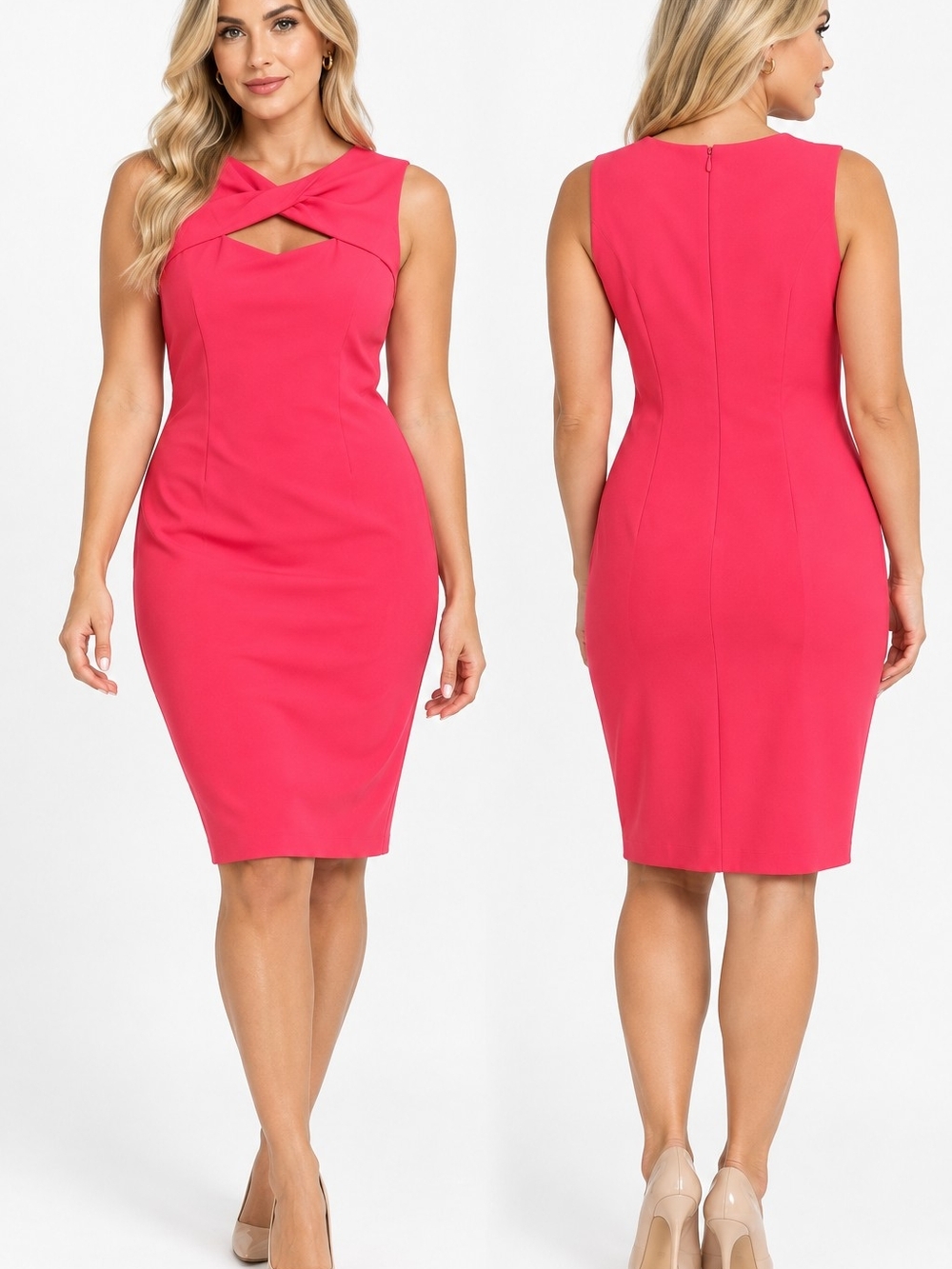 Calvin Klein Fuchsia Twist-Keyhole Sheath Dress